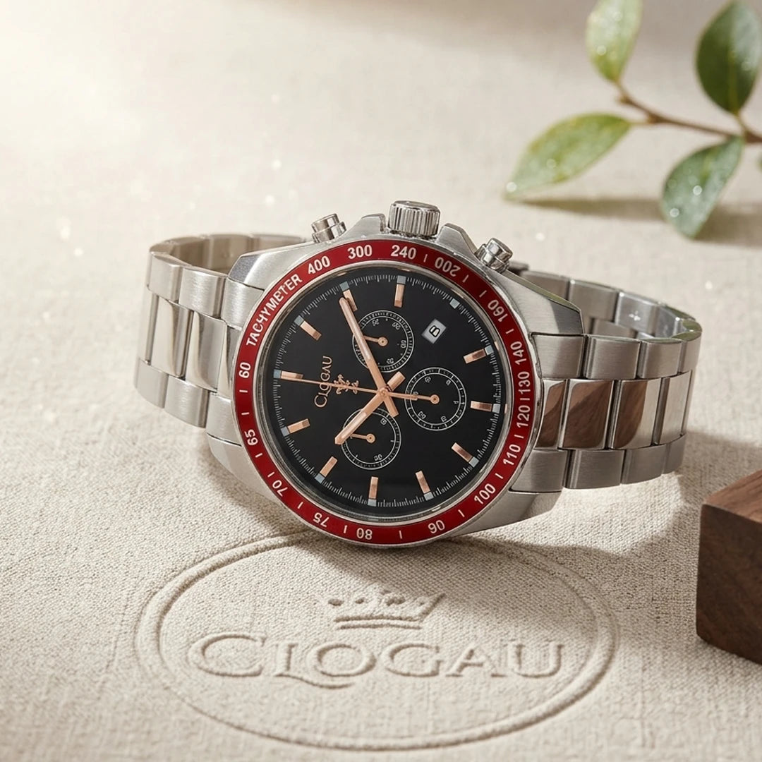 Clogau Brenig Stainless Steel Mens Red Bezel WRU Watch