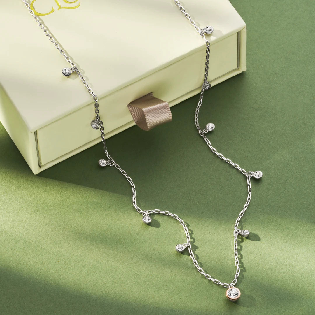 Clogau Celebration Sterling Silver White Topaz Station Necklace