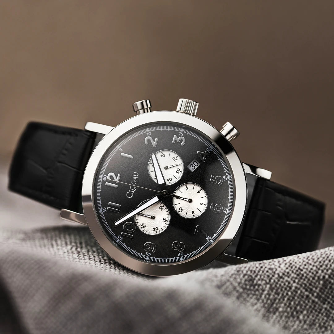 Clogau Gwynant Stainless Steel Mens Black Dial Watch