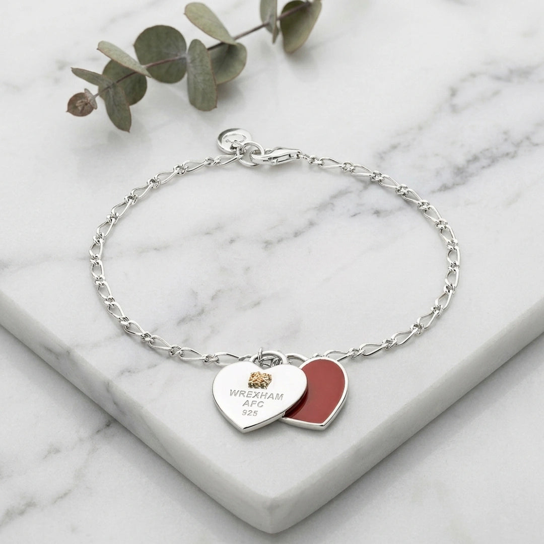 Clogau Wrexham AFC Sterling Silver Heart Bracelet