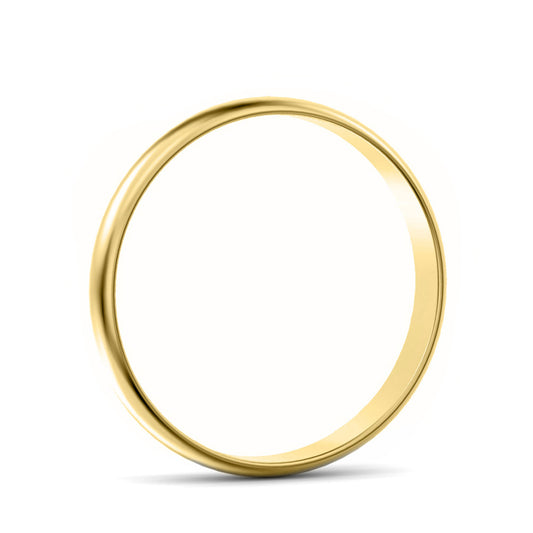 3mm D Shape Light Weight Wedding Ring Yellow Gold 3mm D Shape Light Weight Wedding Ring Yellow Gold