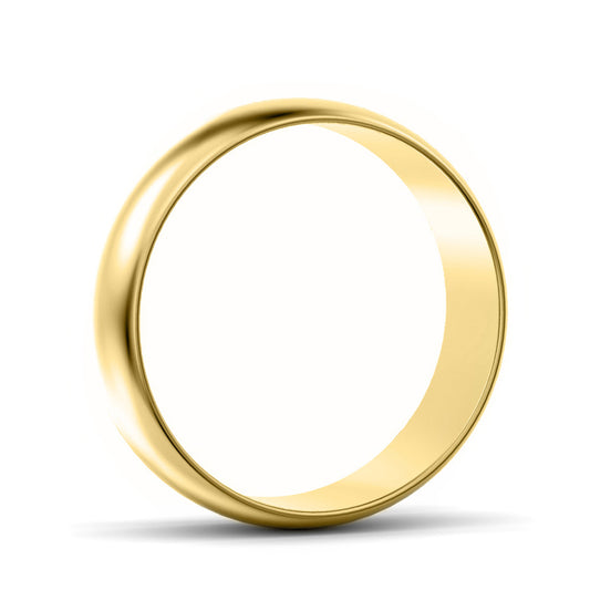 6mm D Shape Light Weight Wedding Ring Yellow Gold 6mm D Shape Light Weight Wedding Ring Yellow Gold