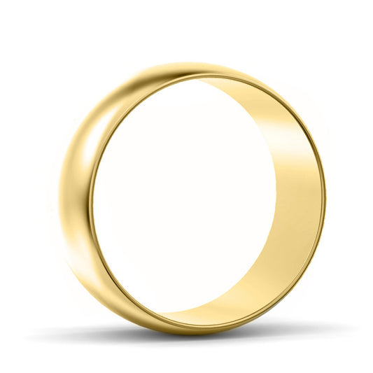 8mm D Shape Light Weight Wedding Ring Yellow Gold 8mm D Shape Light Weight Wedding Ring Yellow Gold