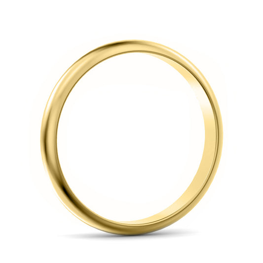 3mm D Shape Medium Weight Wedding Ring Yellow Gold 3mm D Shape Medium Weight Wedding Ring Yellow Gold
