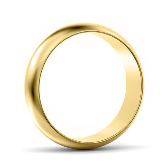 6mm D Shape Medium Weight Wedding Ring Yellow Gold 6mm D Shape Medium Weight Wedding Ring Yellow Gold