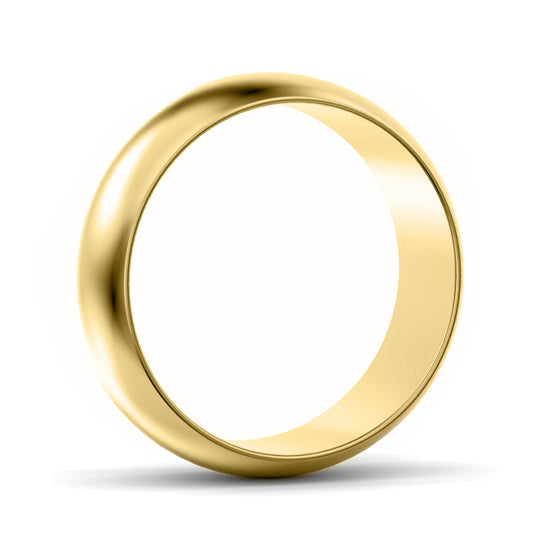 7mm D Shape Medium Weight Wedding Ring Yellow Gold 7mm D Shape Medium Weight Wedding Ring Yellow Gold