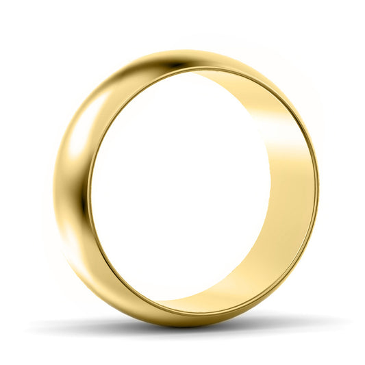 8mm D Shape Medium Weight Wedding Ring Yellow Gold 8mm D Shape Medium Weight Wedding Ring Yellow Gold