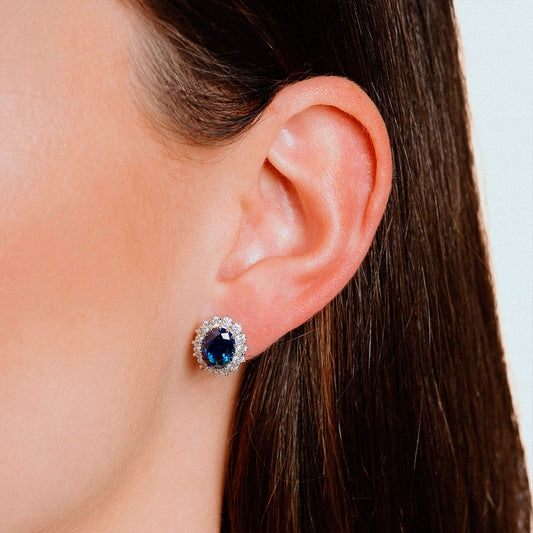 Diamonfire Blue Sapphire Blue Oval Solitaire Earrings White Gold Diamonfire Blue Sapphire Blue Oval Solitaire Earrings White Gold