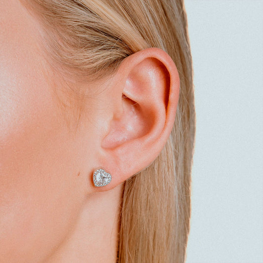 Diamonfire Heart Shaped Pave Set Stud Earrings White Gold Diamonfire Heart Shaped Pave Set Stud Earrings White Gold