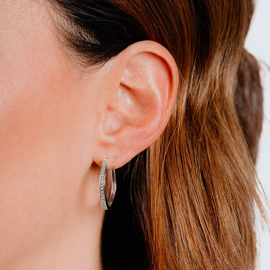 Diamonfire Classic Creole Hoop Earrings White Gold Diamonfire Classic Creole Hoop Earrings White Gold