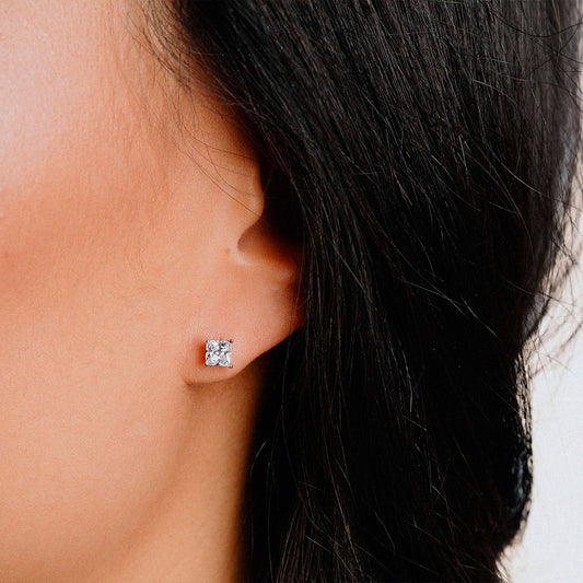 Diamonfire Princess Cut Zirconia Stud Earrings White Gold Diamonfire Princess Cut Zirconia Stud Earrings White Gold