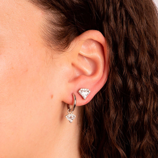Diamonfire Diamond Shaped Pave Set Stud Earrings White Gold Diamonfire Diamond Shaped Pave Set Stud Earrings White Gold