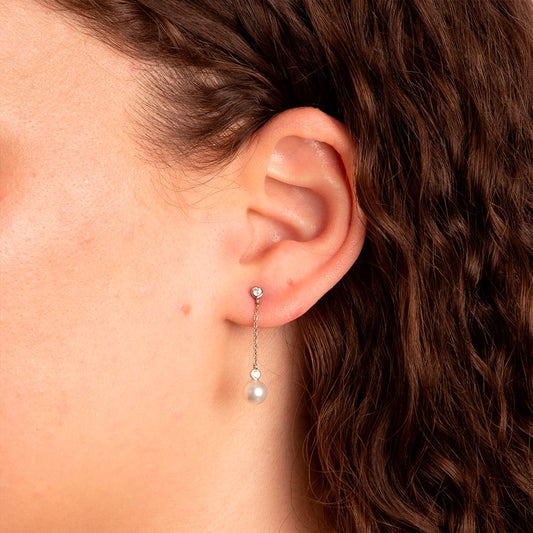 Diamonfire Chain Drop Pearl Earrings White Gold Diamonfire Chain Drop Pearl Earrings White Gold