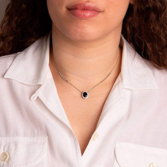 Diamonfire Oval Sapphire Blue Necklace White Gold Diamonfire Oval Sapphire Blue Necklace White Gold