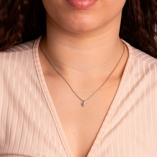 Diamonfire Three Claw Snake Chain Necklace White Gold Diamonfire Three Claw Snake Chain Necklace White Gold