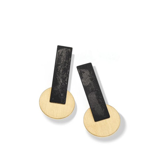 Organic Geometry Square and Circle Earrings White Gold Organic Geometry Square and Circle Earrings White Gold
