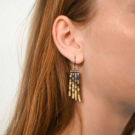 Cubical Quintuple Droplet Gold Vermeil Earrings White Gold Cubical Quintuple Droplet Gold Vermeil Earrings White Gold
