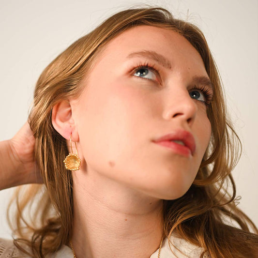 Elisabeth Dome Hook Drop Earrings White Gold Elisabeth Dome Hook Drop Earrings White Gold
