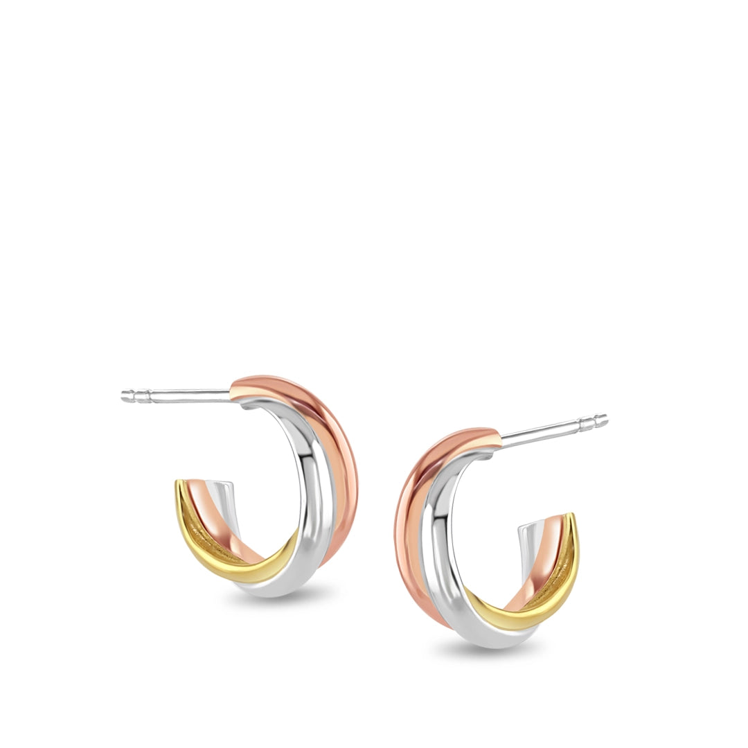 Trinity Twist Tri-Colour Mini Huggie Earrings