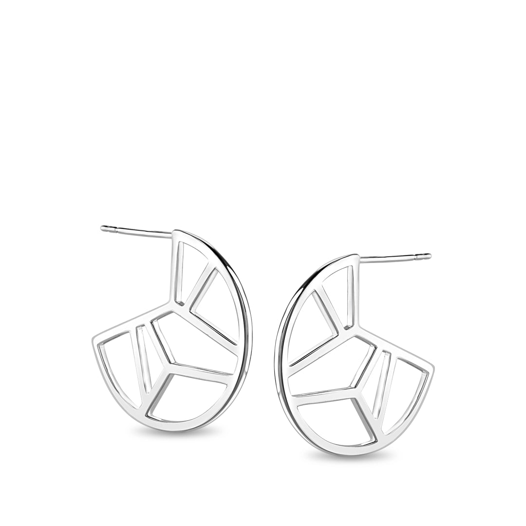 Geo Facet Cut-Out Sterling Silver Earrings