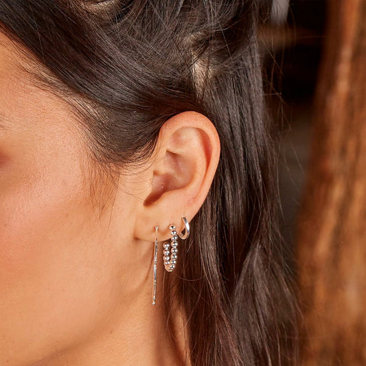 Bubble Halo Midi Sterling Silver Hoop Earrings White Gold Bubble Halo Midi Sterling Silver Hoop Earrings White Gold