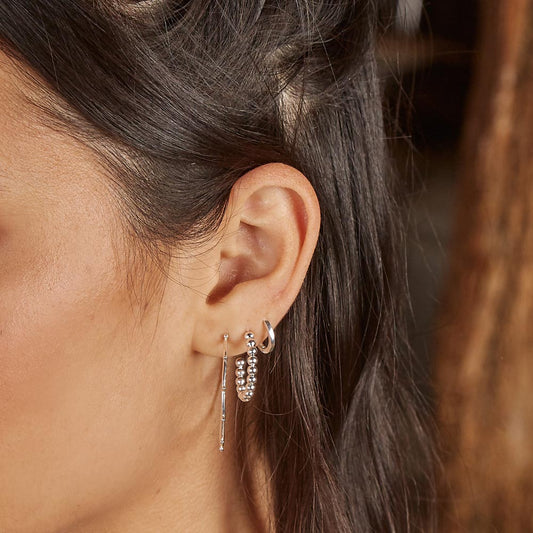 Plain Silver Mini Hoops Earrings White Gold Plain Silver Mini Hoops Earrings White Gold
