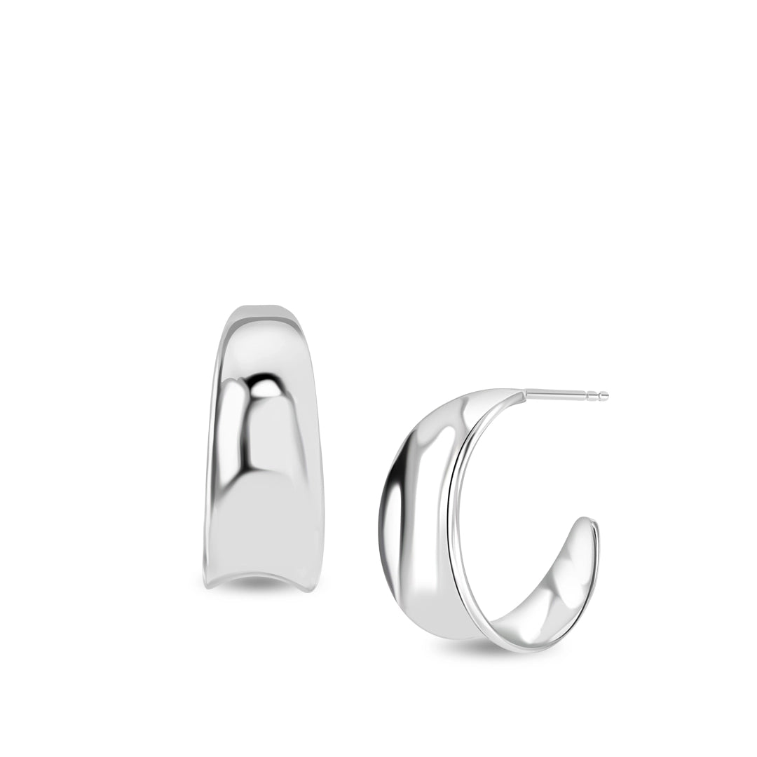 Sola Sculpted Midi Sterling Silver Hoop Earrings
