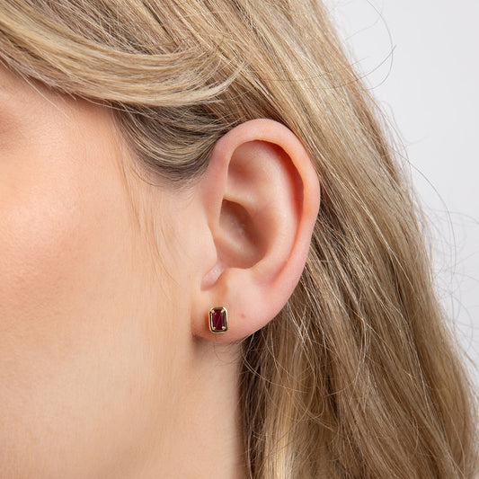 9ct Yellow Gold Chunky Border Ruby Stud Earrings Yellow Gold 9ct Yellow Gold Chunky Border Ruby Stud Earrings Yellow Gold