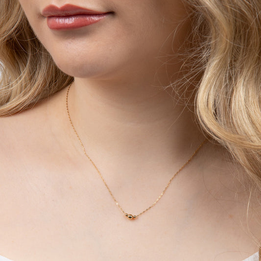 9ct Gold Trilogy Ball Chain Womens Necklace Yellow Gold 9ct Gold Trilogy Ball Chain Womens Necklace Yellow Gold
