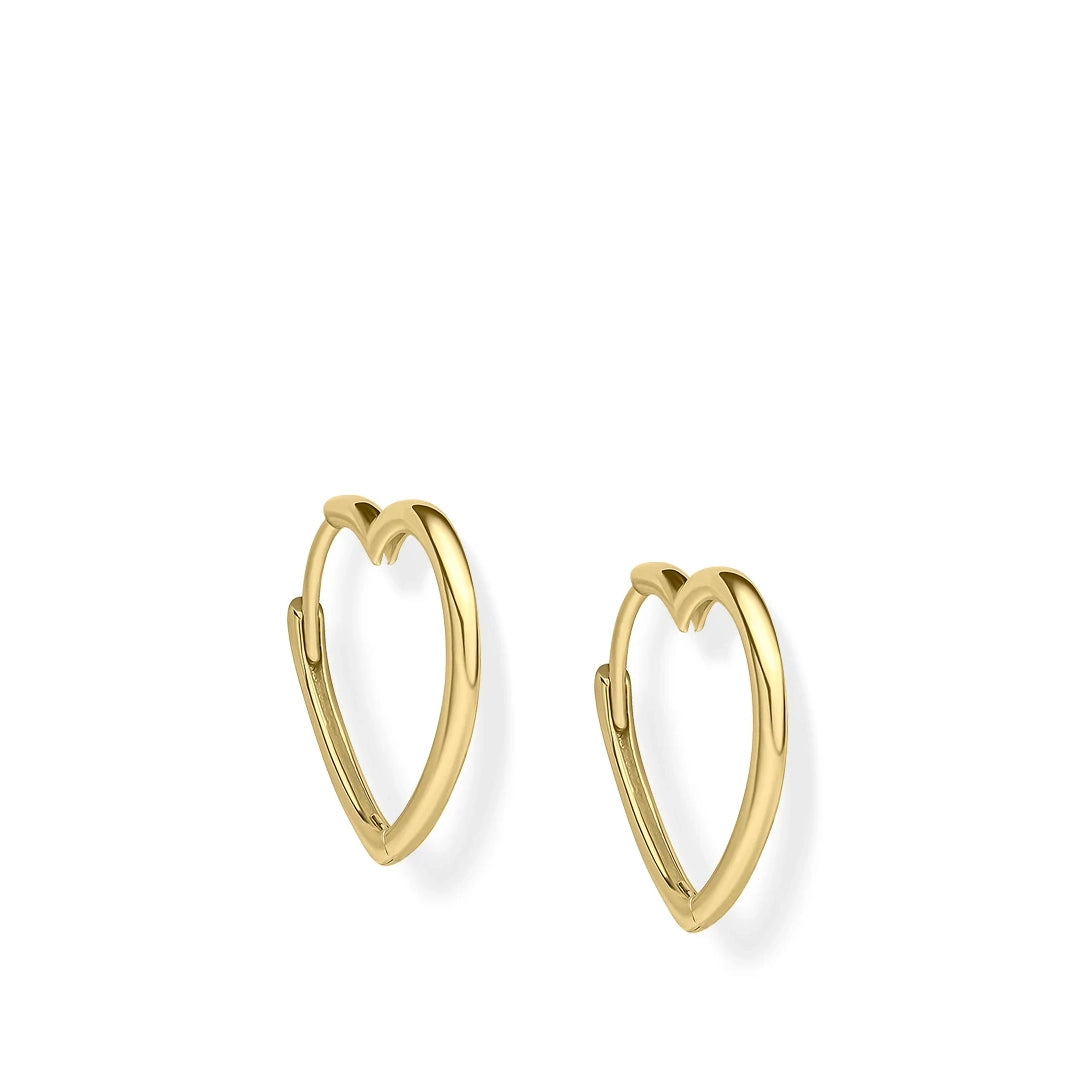 9ct Yellow Gold SweetHeart Hoop Earrings
