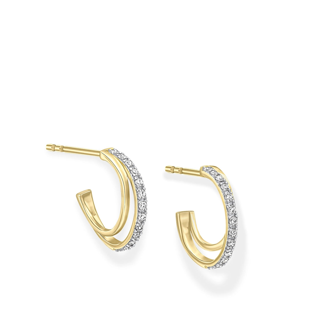 9ct Yellow Gold Diamond Dual Hoop Earrings