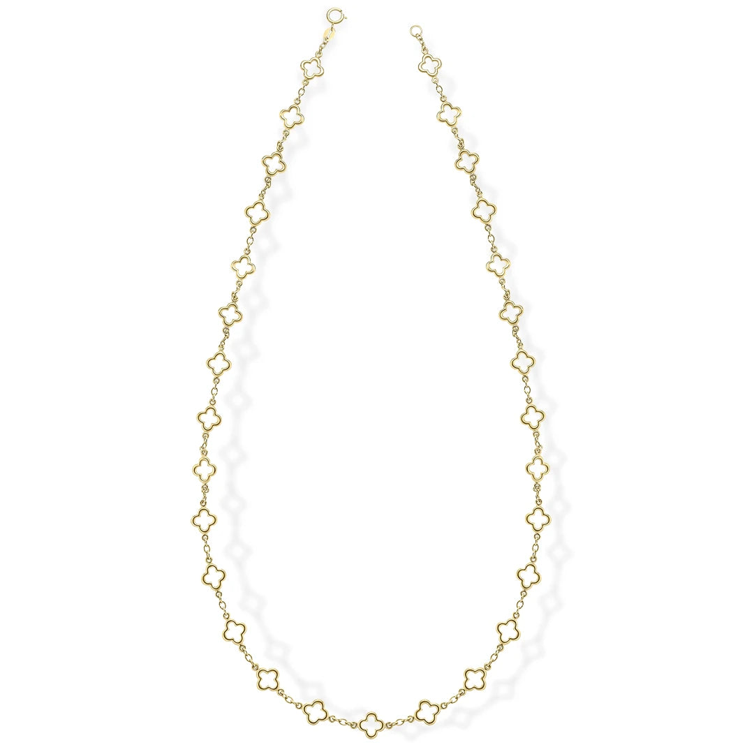 9ct Yellow Gold Quatrefoil Station Necklace
