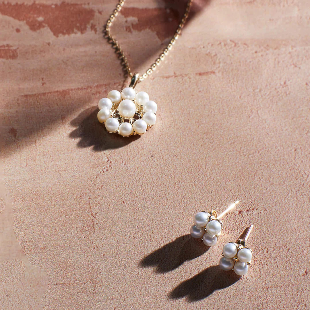 9ct Yellow Gold Floral Luxe Freshwater Pearl Pendant
