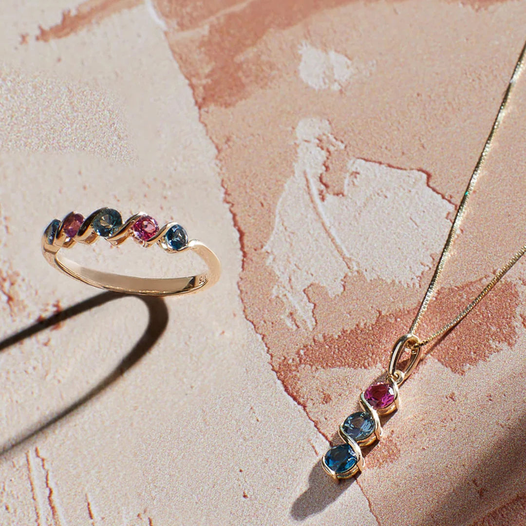 9ct Yellow Gold Amalfi Coastline Gemstones Pendant