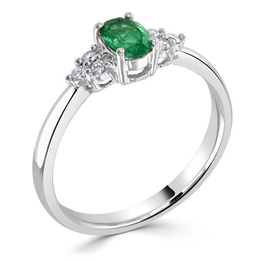 Emerald and Diamond Engagement Ring White Gold Emerald and Diamond Engagement Ring White Gold