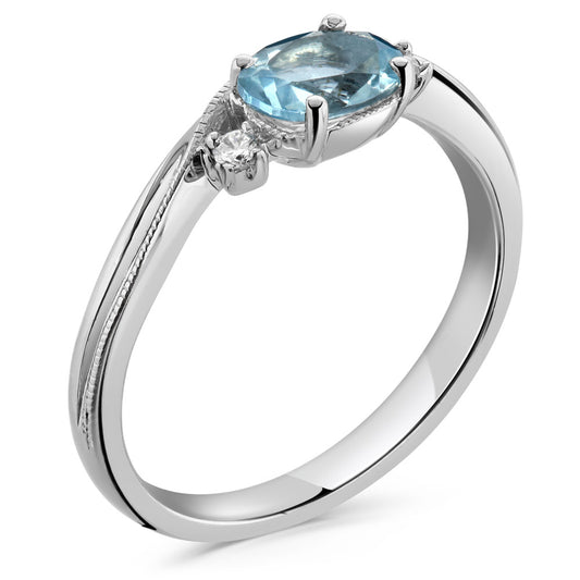 Solitaire Aquamarine Ring White Gold Solitaire Aquamarine Ring White Gold
