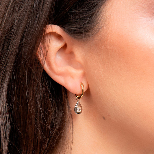 Fiorelli Two Tone Teardrop Hoop Earrings White Gold Fiorelli Two Tone Teardrop Hoop Earrings White Gold