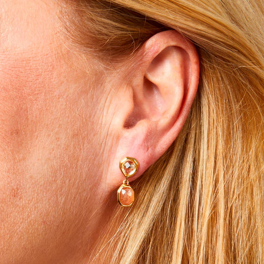 Fiorelli Sunstone and Quartz Drop Earrings White Gold Fiorelli Sunstone and Quartz Drop Earrings White Gold