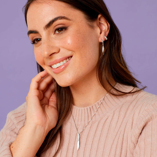 Fiorelli Long Navette Sparkle Drop Pendant White Gold Fiorelli Long Navette Sparkle Drop Pendant White Gold