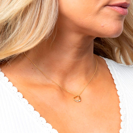 Fluid Golden Open Heart Mini Sterling Silver Pendant White Gold Fluid Golden Open Heart Mini Sterling Silver Pendant White Gold