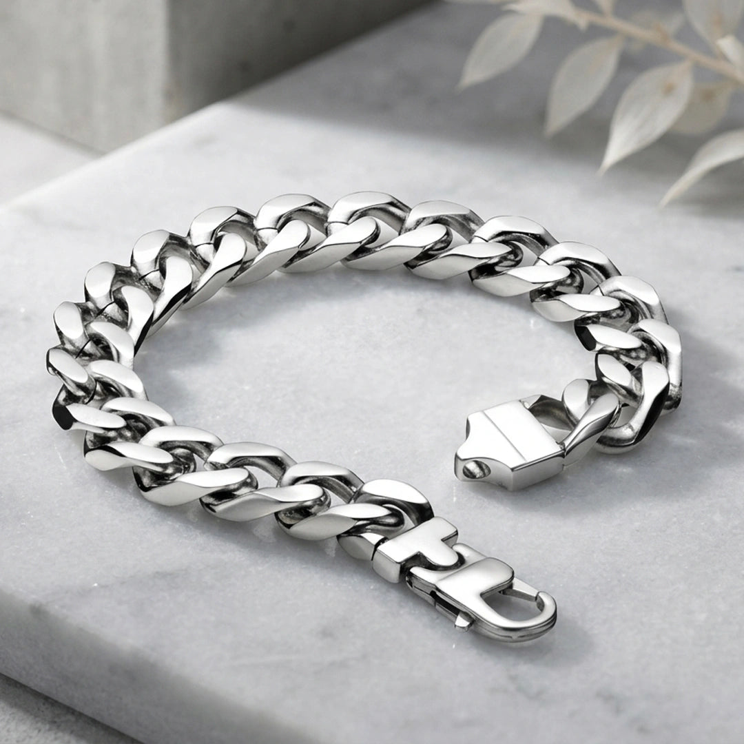 Fred Bennett Mens Stainless Steel Heavyweight Curb Chain Bracelet