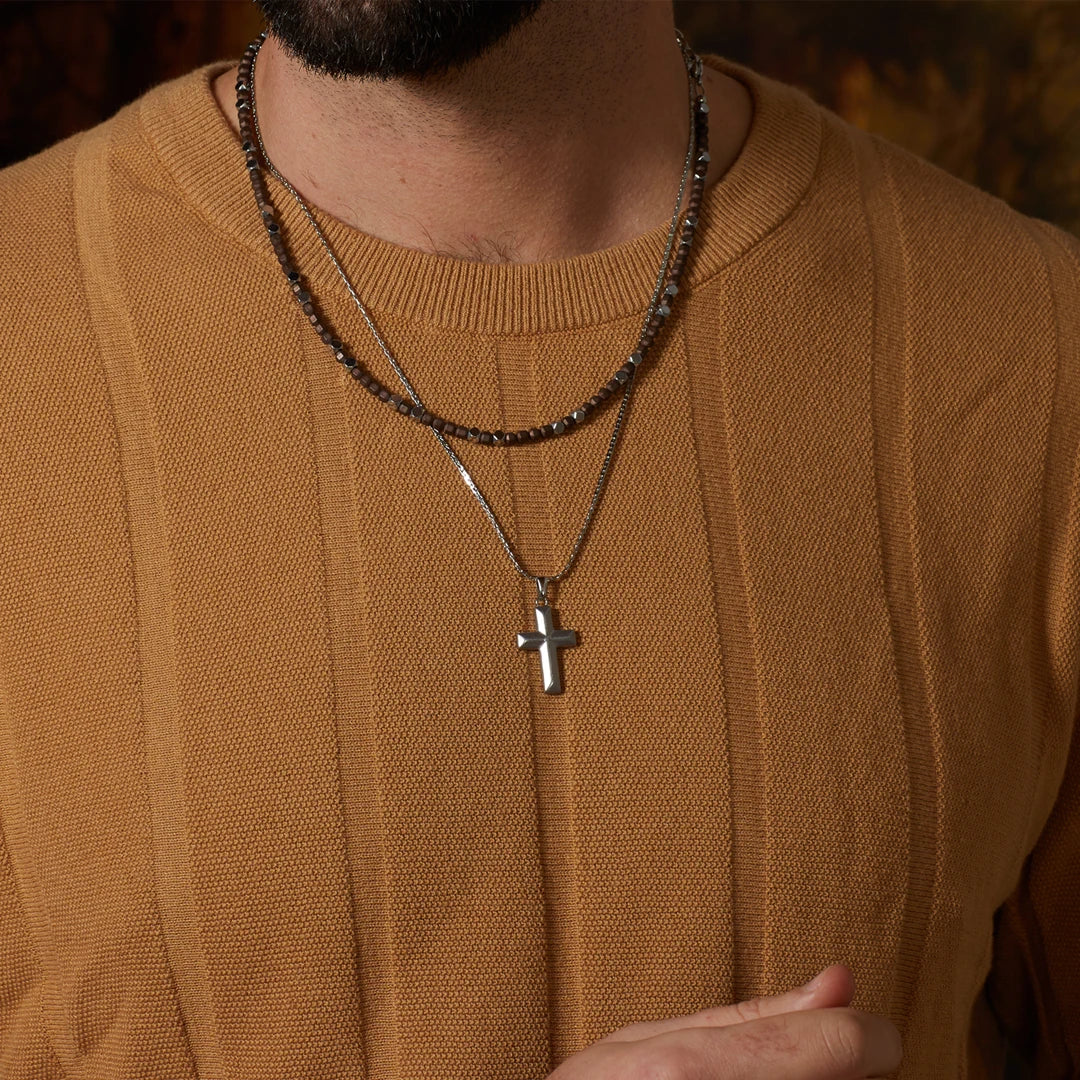 Fred Bennett Mens Damascus Steel Cross Pendant
