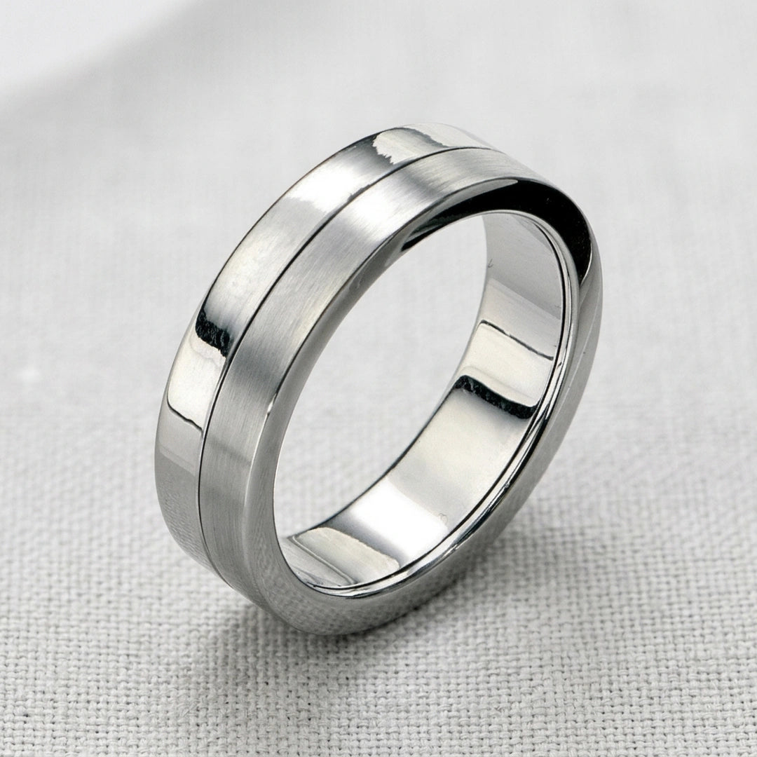 Fred Bennett Mens Stainless Steel Two Tone Spinning Band Ring