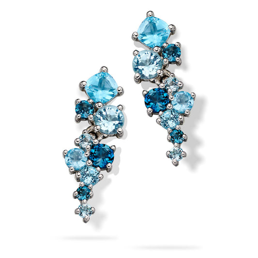 9ct White Gold Cascading Cluster Earrings White Gold 9ct White Gold Cascading Cluster Earrings White Gold