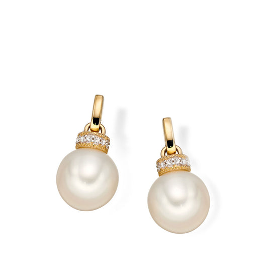 9ct Yellow Gold Fresh Water Pearl Rondelle Earrings Yellow Gold 9ct Yellow Gold Fresh Water Pearl Rondelle Earrings Yellow Gold