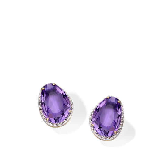 9ct Yellow Gold Organic Amethyst Stud Earrings Yellow Gold 9ct Yellow Gold Organic Amethyst Stud Earrings Yellow Gold