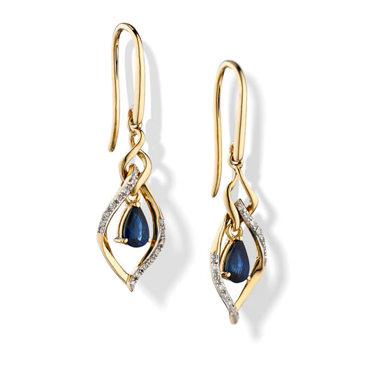 9ct Yellow Gold Blue Sapphire Diamond Earrings Yellow Gold 9ct Yellow Gold Blue Sapphire Diamond Earrings Yellow Gold