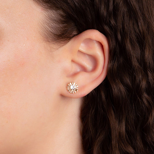 9ct Yellow Gold White Topaz And Diamond Sunray Earrings Yellow Gold 9ct Yellow Gold White Topaz And Diamond Sunray Earrings Yellow Gold
