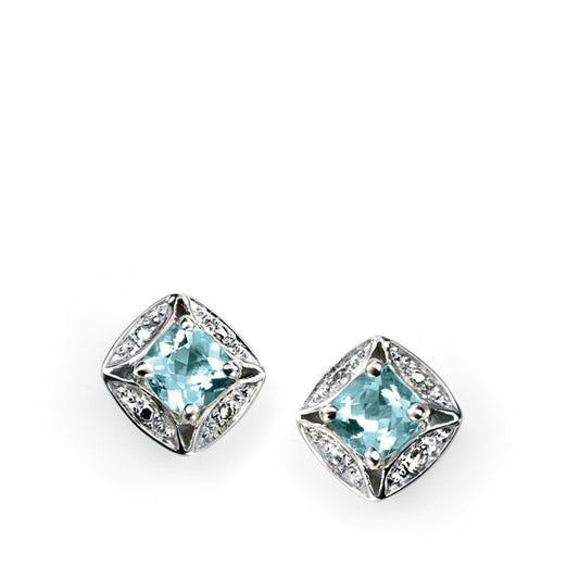 9ct White Gold Aquamarine Stud Earrings White Gold 9ct White Gold Aquamarine Stud Earrings White Gold