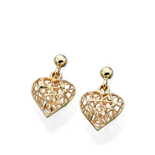 9ct Yellow Gold Cage Heart Earrings Yellow Gold 9ct Yellow Gold Cage Heart Earrings Yellow Gold